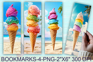 Summer Ice Cream Beach Bookmarks, an Illustration by Libby Wishes