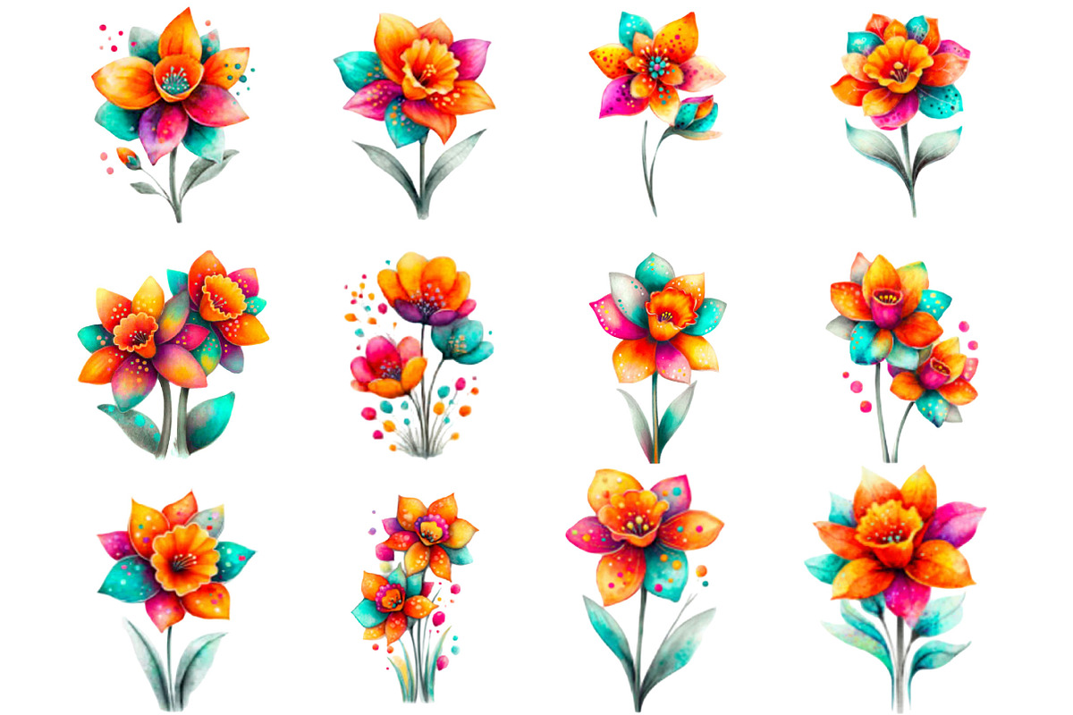 Whimsical Spring Daffodil Flower, an Illustration by Designking (Photo 3 of 5)