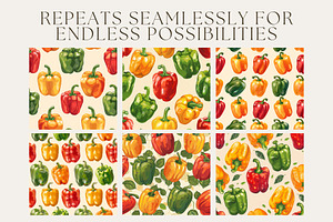 8 Bell Pepper Seamless Patterns