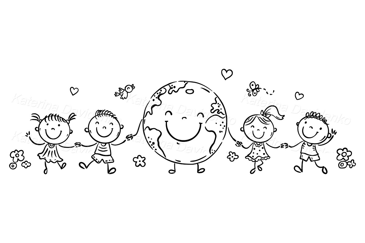 Kids and Globe as a symbol of peace, a Person Illustration by Bubert Art (Photo 2 of 2)