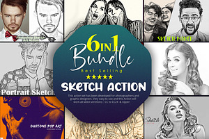 BUNDLE! 6 in 1 Sketch Action V.4, an Action Add-On by Vatdesign
