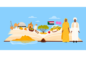 Travel to Sudan, infographic, a Food Illustration by Flashvector