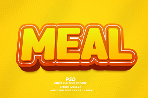 Meal PSD 3d Editable Text Effect