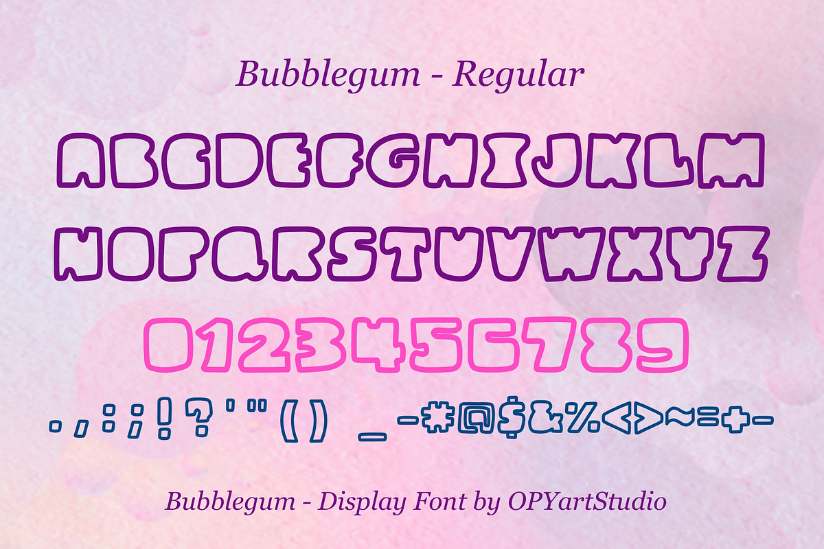 BubbleGum - Creative Display Font, a Font by OPY ArtStudio (Photo 3 of 6)