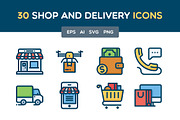 Shop and Delivery icon set, an Outline Icon by Mir store (Thumbnail 1 of 2)