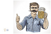 Brewer with mug beer, a Food Illustration by Countryside life (Thumbnail 3 of 8)