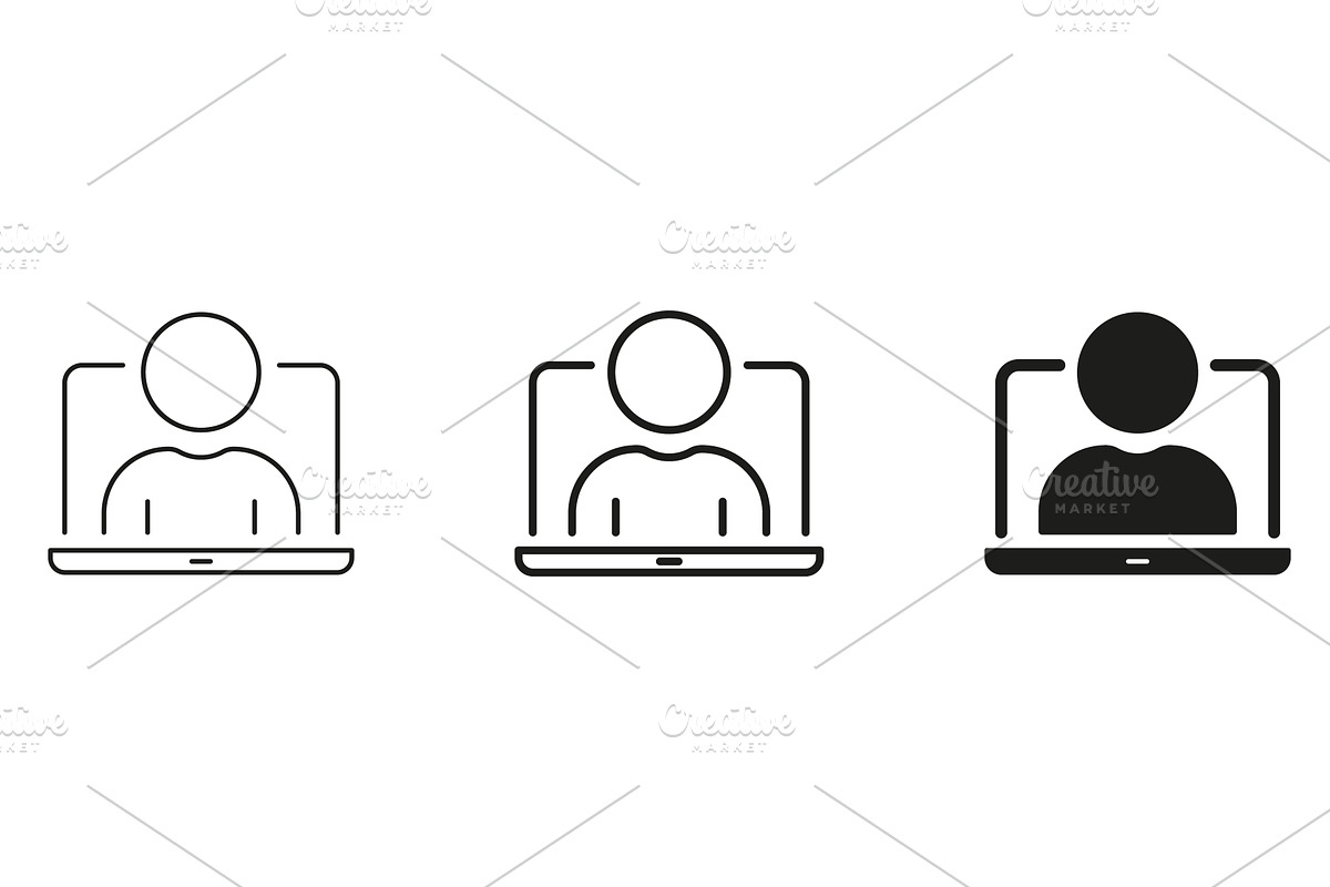 Person On Laptop Screen Icons, a Technology Illustration by Gentle Studio