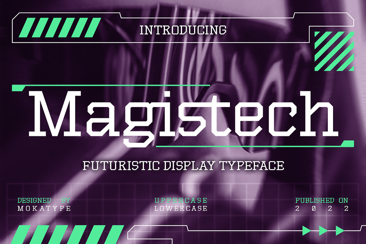 Magistech - Futuristic Font, a Slab Serif Font by Mokatype Studio (Photo 1 of 10)