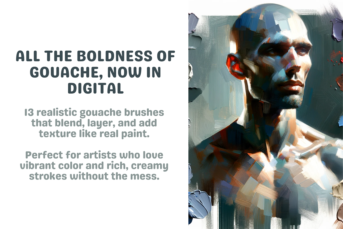 Realistic Procreate Gouache Brushes, a Brush Add-On by Cozy Brushery (Photo 2 of 10)