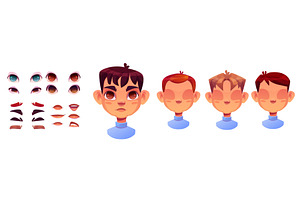 Boy face constructor set isolated on, a Person Illustration by art PVP - market