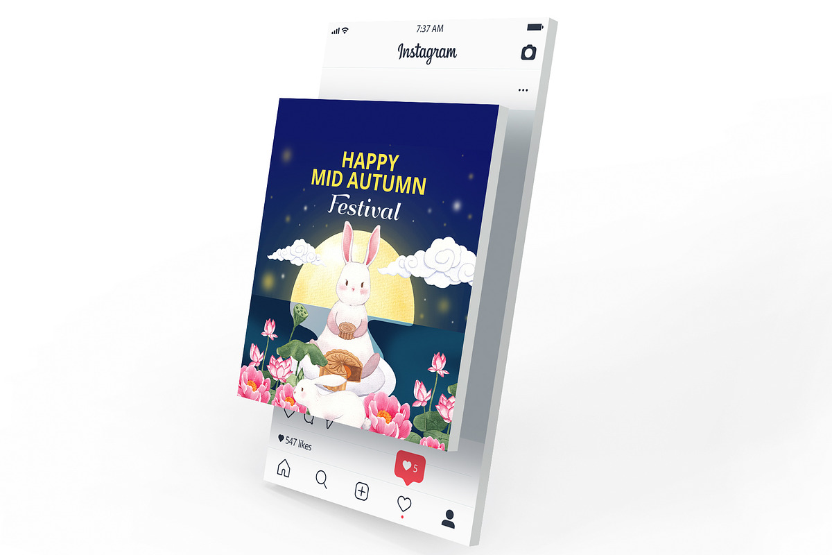 Mid-Autumn Festival & White Rabbit, an Animal Illustration by CreativeValuation (Photo 10 of 17)