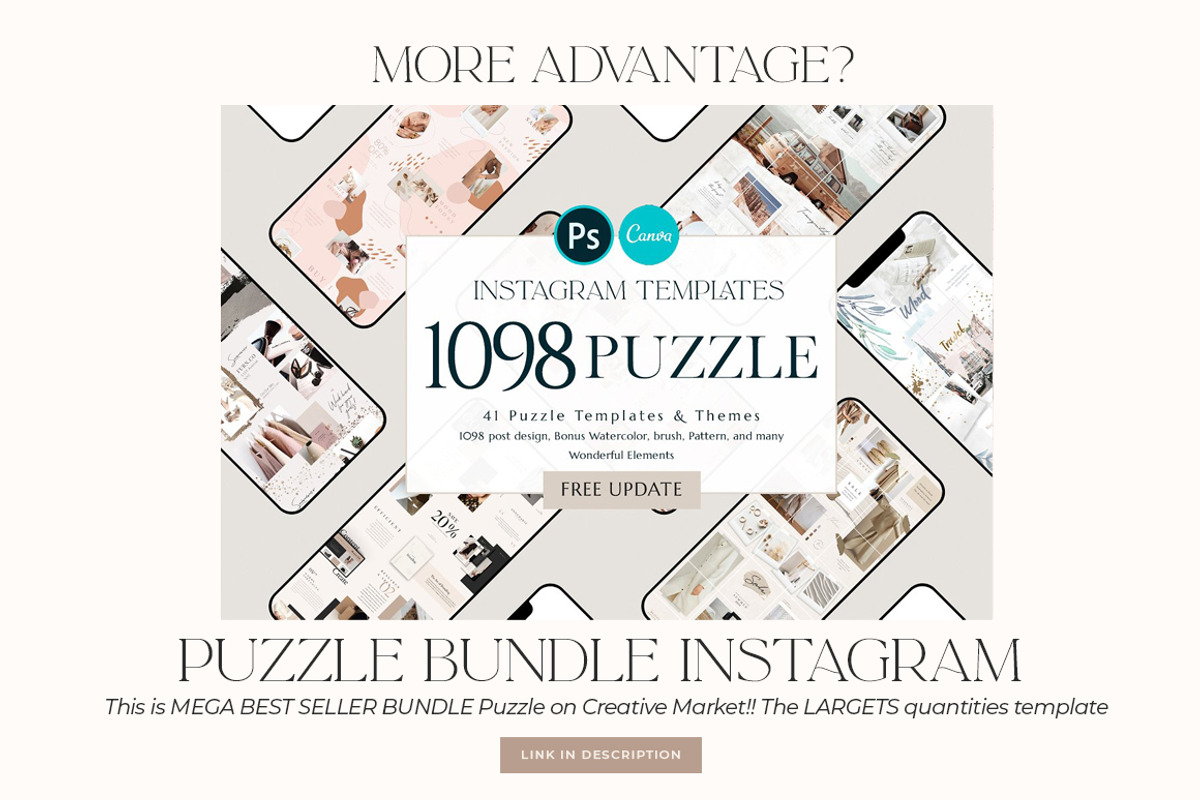 Instagram Puzzle Jane | PS CANVA, a Social Media Template by Eviory