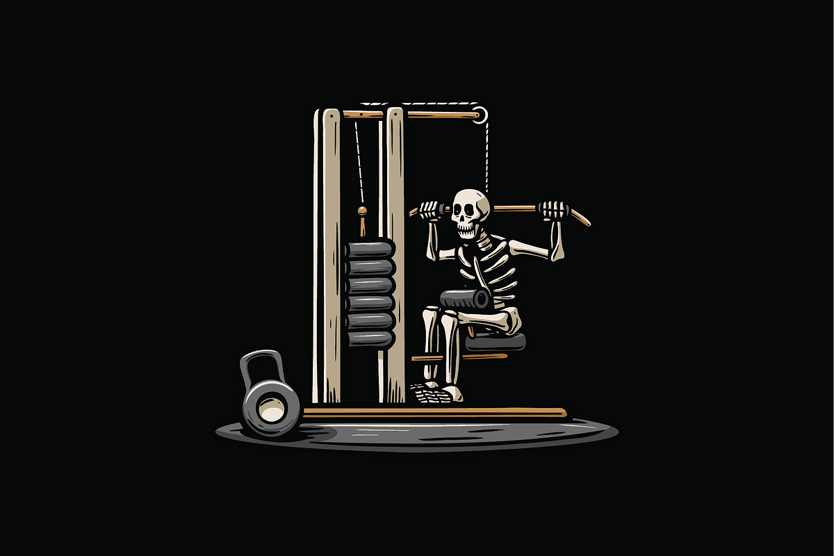 Skeleton Using Gym Equipment, an Object Illustration by nomlimo.com (Photo 1 of 3)