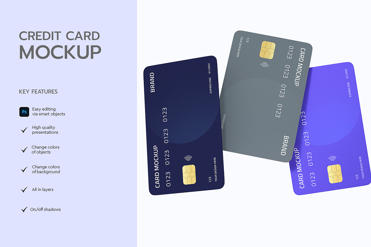 Floating Credit Card Mockup Set, a Product Mockup by graphypix (Photo 2 of 4)