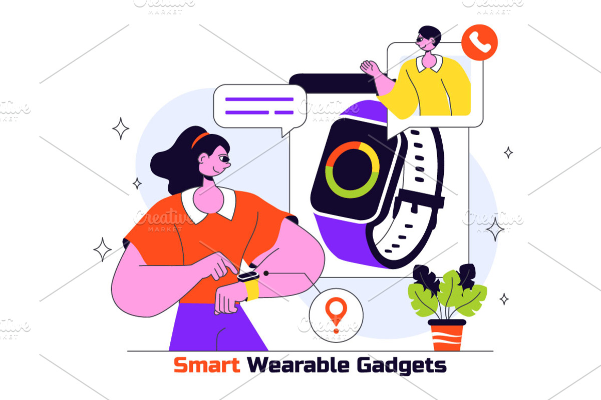 10 Smart Wearable Gadgets, a Technology Illustration by denayunebgt (Photo 4 of 4)