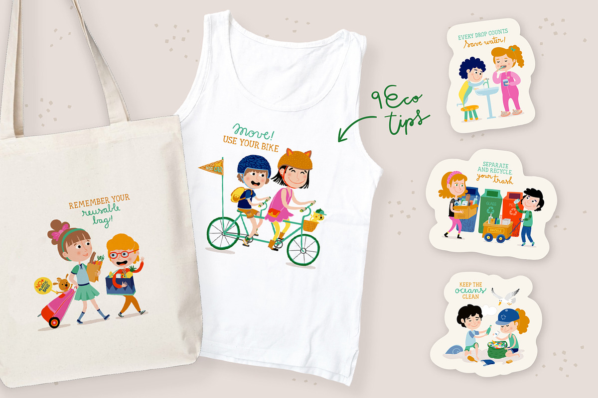 Eco Stickers to Care the Planet, an Education Illustration by Isa De Gregorio (Photo 2 of 4)