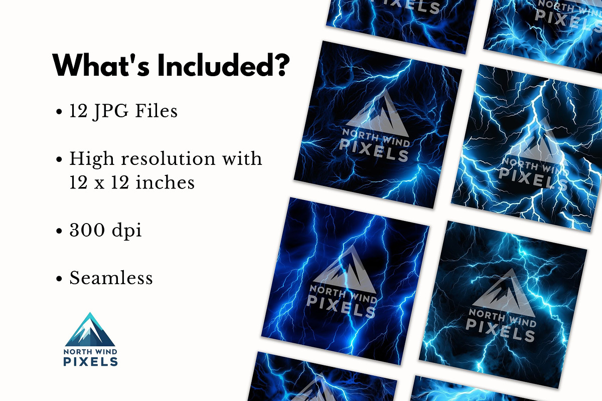 12 Blue Lightning Digital Papers, a Background Graphic by NorthWindPixels (Photo 3 of 4)