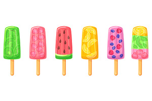 Fruit popsicles. Popsicle cartoon, a Food Illustration by Stock-Smart-Start