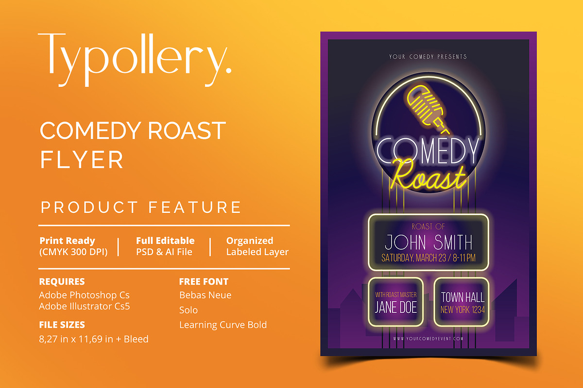 Comedy Roast Flyer, a Flyer Template by Typollery (Photo 1 of 4)