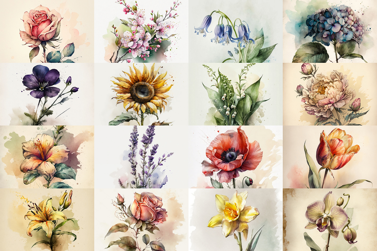 Watercolor Flowers Collection, a Decorative Illustration by Cam' Studio (Photo 9 of 9)