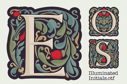 Illuminated Initials font family, a Blackletter Font by kaer_shop