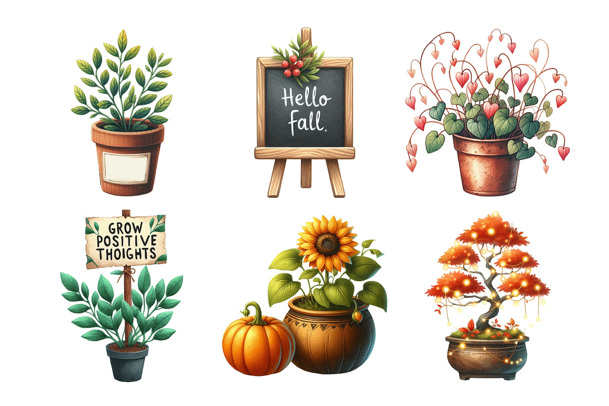 Positive Autumn Houseplant Clipart, an Illustration by Daily.Designs (Photo 5 of 5)