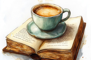 A steaming cup of coffee rests on an, an Abstract Photo by Pixeness Studio