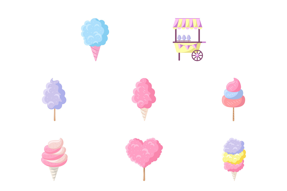 Cotton Candy Illustration Set