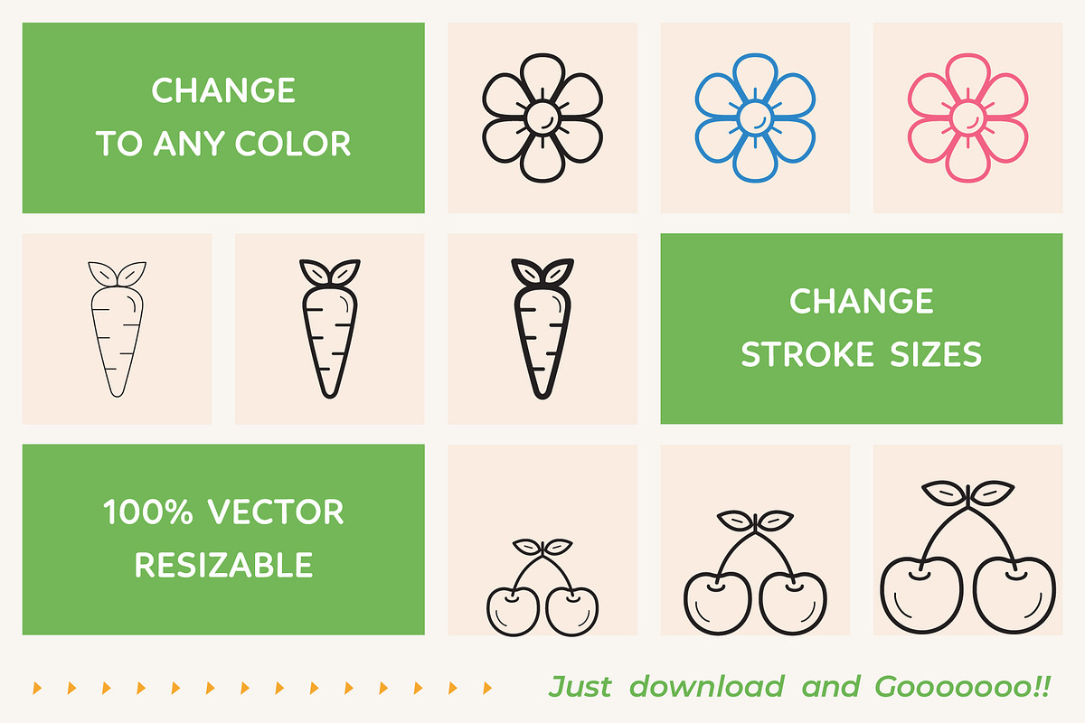 Spring and Easter Outline Icons, an Outline Icon by Sargatal (Photo 3 of 4)