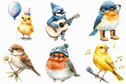 Watercolor Quirky Whimsical Birds, an Illustration by Craft Nest (Thumbnail 4 of 6)