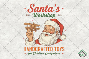 Christmas Santa Vintage Farmhouse, an Illustration by Craft Nest