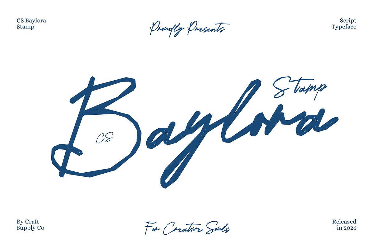 CS Baylora Stamp, a Script Font by Craft Supply Co. (Photo 1 of 8)