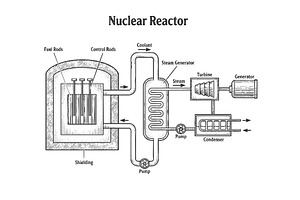 Nuclear Reactor Diagram for Power, an Illustration by AlexArt