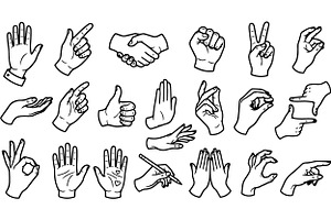 Hand Gesture Line Art Set, an Illustration by designvectx