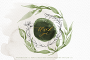 Delicate Greenery Watercolor+Pencil, a Texture Illustration by Inky Jar Design Studio (Thumbnail 15 of 15)