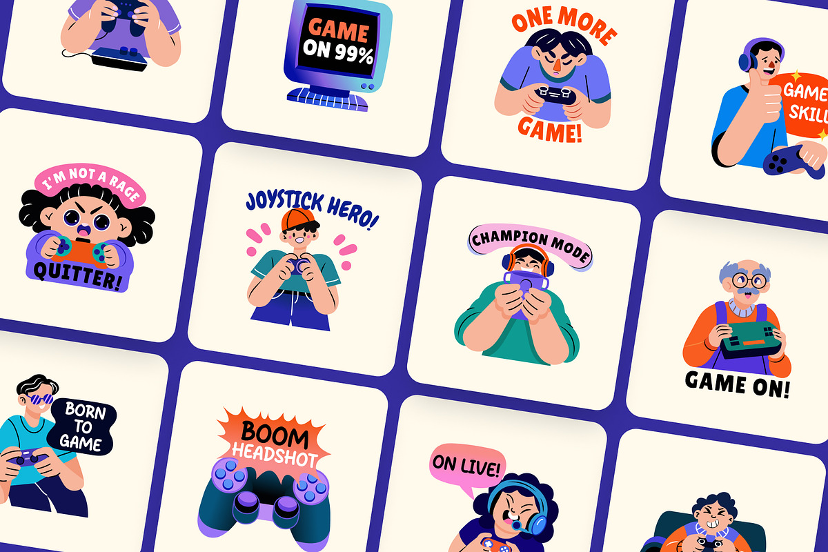 Gaming Stickers Set, an Emoji Icon by Brickclay (Photo 6 of 8)