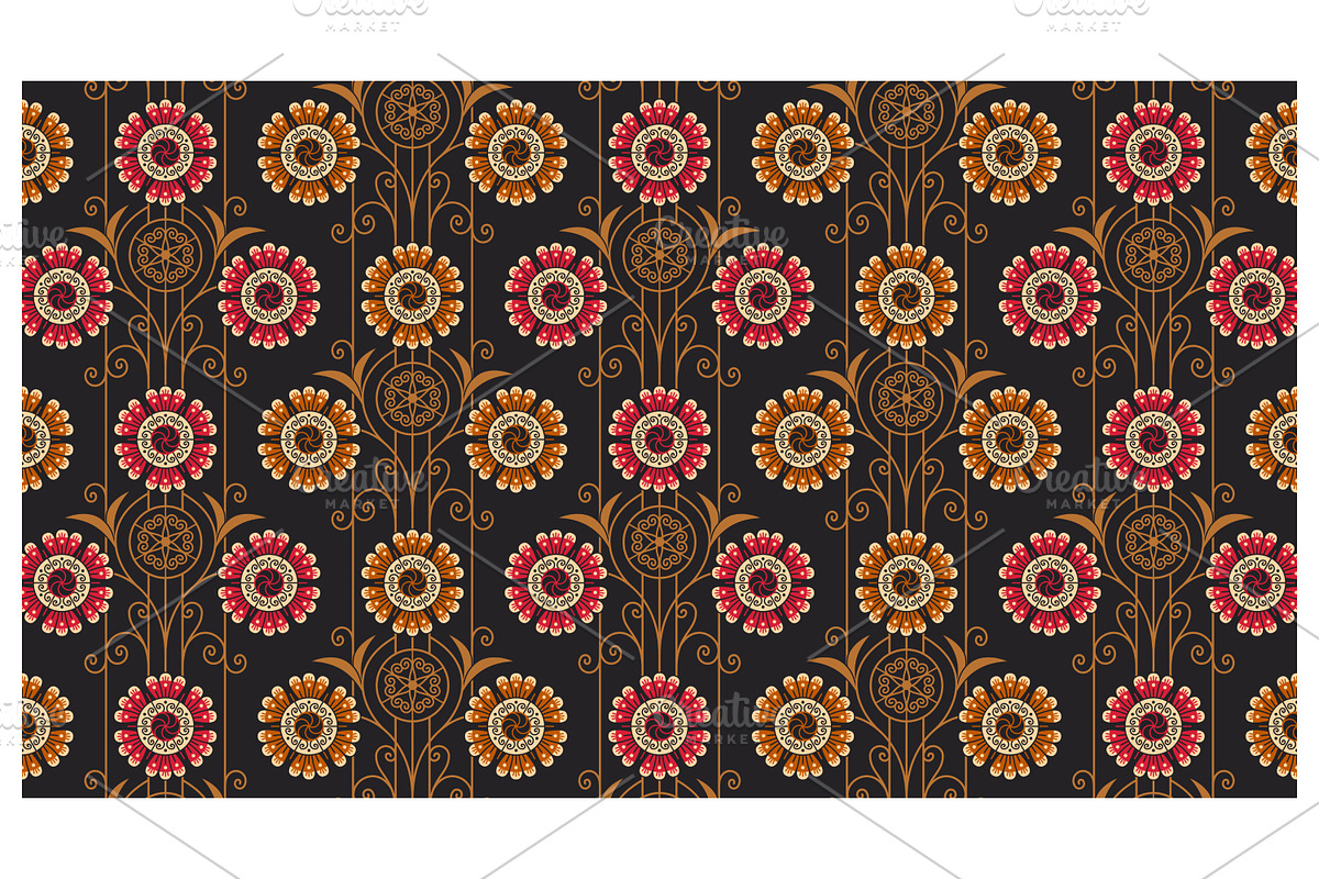 Floral Ornament on Dark Background, a Pattern Graphic by Creative Backgrounds