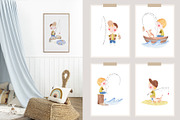 Fishing Watercolor Clipart, an Illustration by natalisart (Thumbnail 4 of 10)