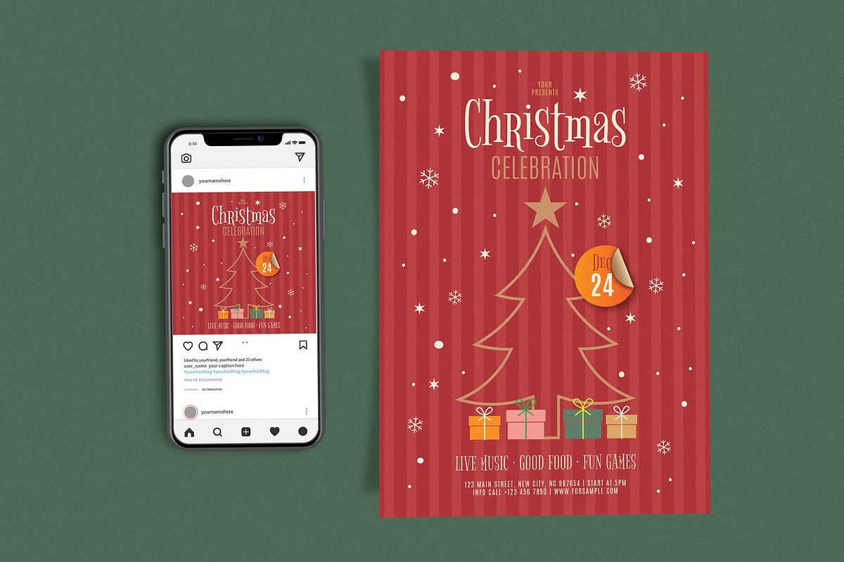 Simple Red Christmas Celebration, a Flyer Template by Me55enjah Design (Photo 1 of 4)
