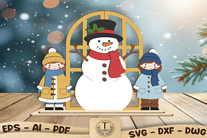 Snowman Kids Winter Sign SVG