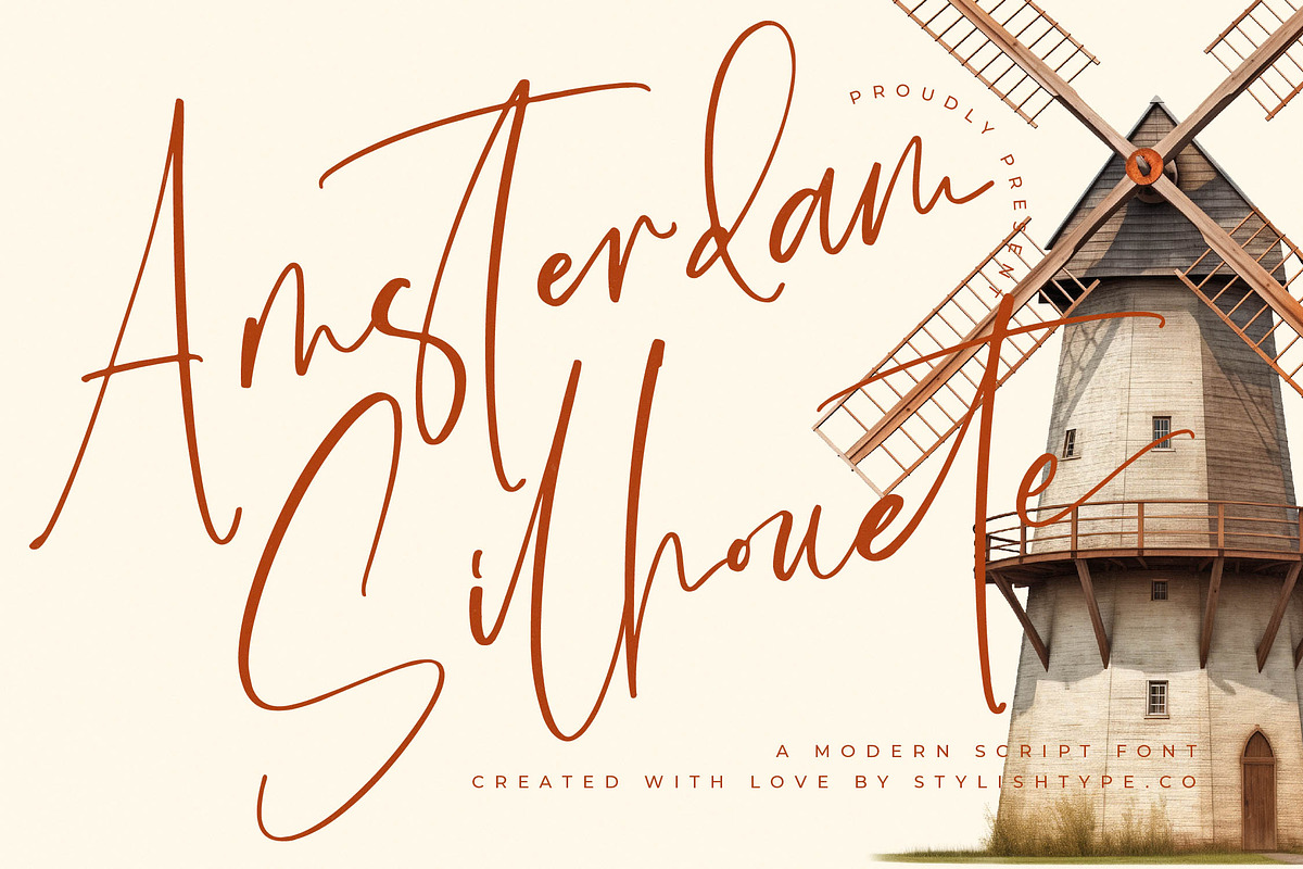 Amsterdam Silhouete Modern Script, a Script Font by stylishtype.co (Photo 1 of 20)