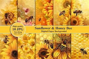 Sunflower Honey Bee Texture