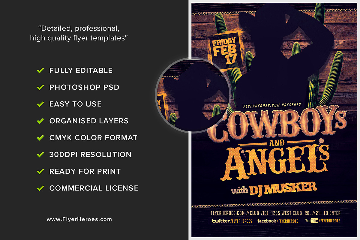 Cowboys and Angels Flyer Template, a Flyer Template by FlyerHeroes (Photo 2 of 4)