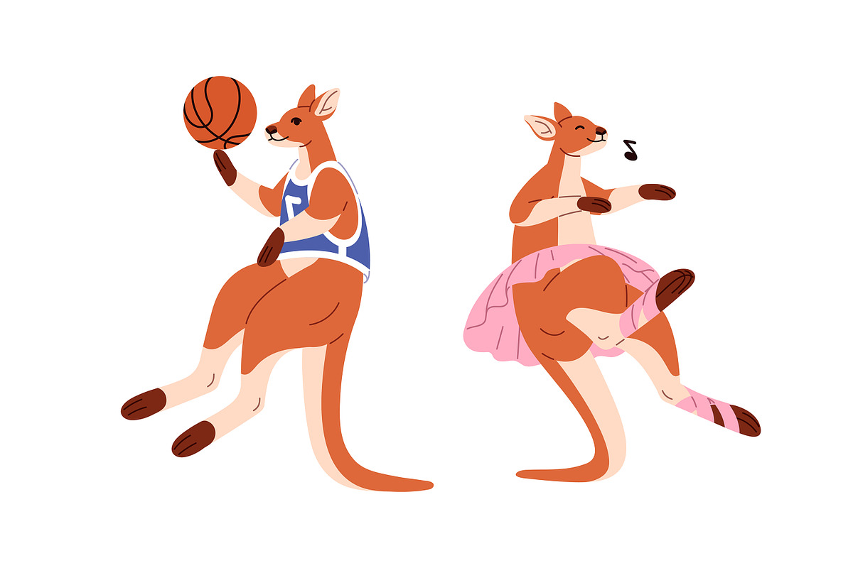 Cute kangaroo set + seamless pattern, an Animal Illustration by PaperTrident (Photo 10 of 15)