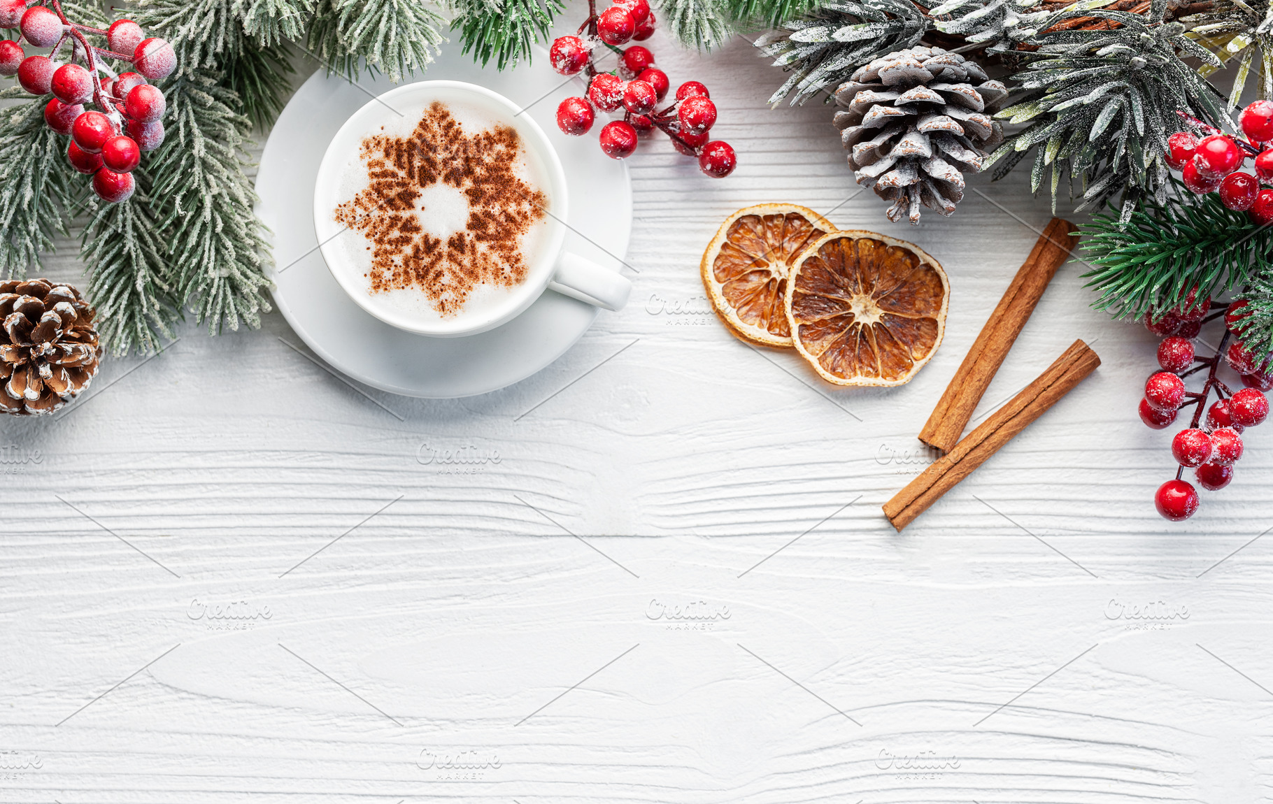 Cup of coffee with christmas decorations, a Holiday Photo by Olena Rudo