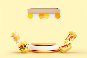 Fast Food Restaurant Shop Sale 3d