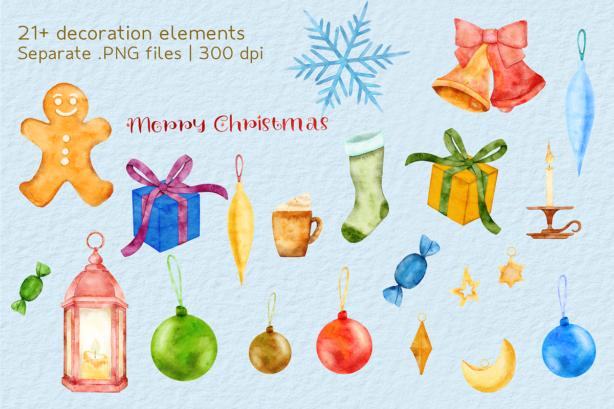 Winter Spirit Watercolor Set, a Seasonal Illustration by Aurella Art (Photo 2 of 14)