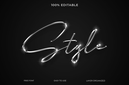Silver Effect 3D Text Style