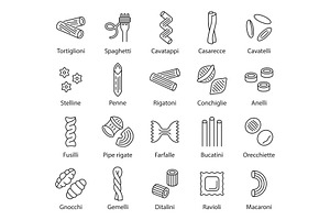 Pasta Line Icon Set