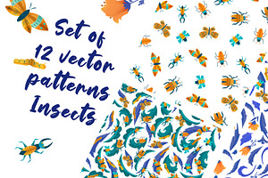 Vector Set Of Insects Patterns